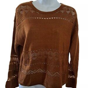 NAF NAF Paris LACE top knit sweater Sz S Café Caramelo Color BOHO SUMMER OFFICE